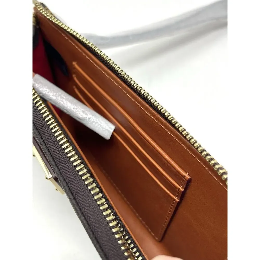 Dooney & Bourke Gretta Folded Zip Wristlet Wallet Purse Brown Tmoro Logo NWT